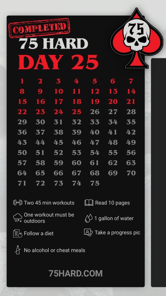 Day 25 Of 75 Hard Is Complete Ken Franzen